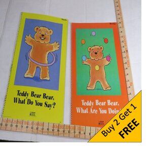 Teddy Bear Bear (2) BIG BOOKS (almost 2 feet tall) spiral wire binding Bears